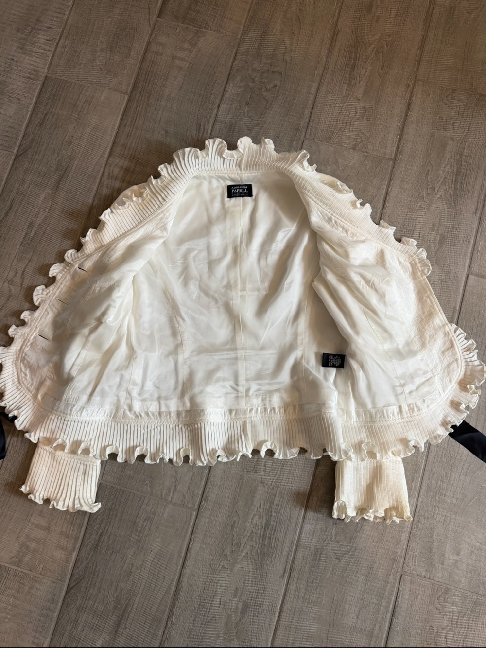 🖤 Adrianna Papell Ivory Ruffle Jacket Top - Picture 6 of 11